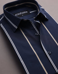 Navy Broad Stripes in Fine Finish