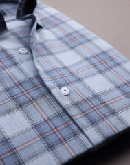 Blue Tartan Checks in Brushed Cotton