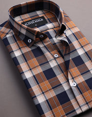 Orange & Blue Plaid Checkered