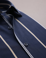Navy Broad Stripes in Fine Finish