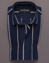 Navy Broad Stripes in Fine Finish