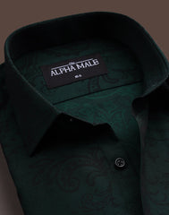 Embossed Paisley in Gemini Green & Black