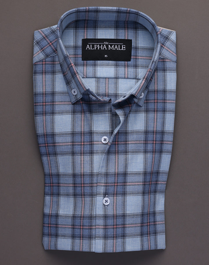 Blue Tartan Checks in Brushed Cotton