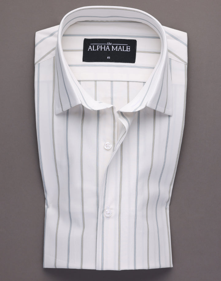 Cream Base Broad Stripes