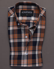 Orange & Blue Plaid Checkered