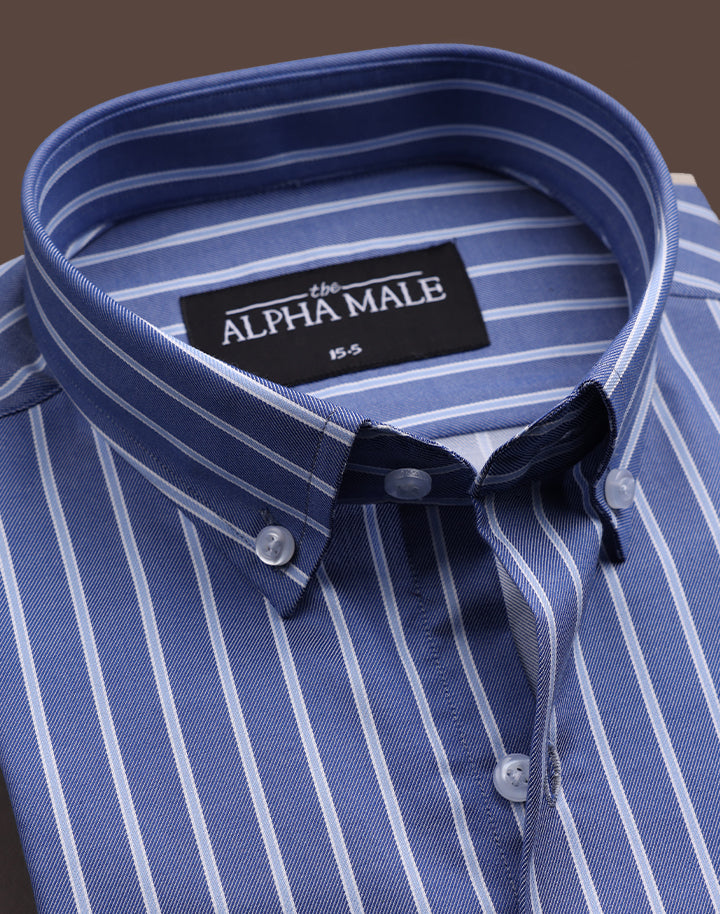 Twill Blue Broad Striped