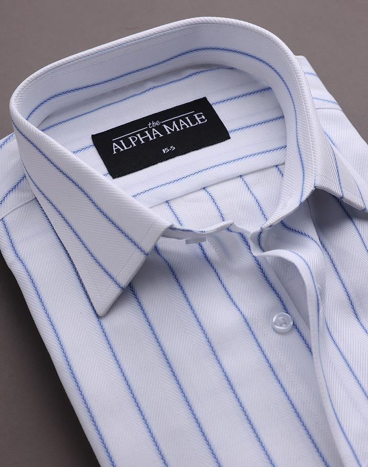 Herringbone Stripes in White